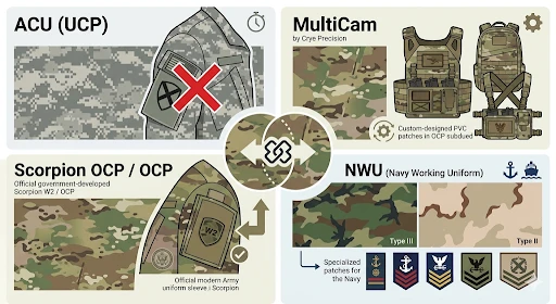 What is the difference between OCP Patches vs. ACU, MultiCam, and Scorpion OCP?

